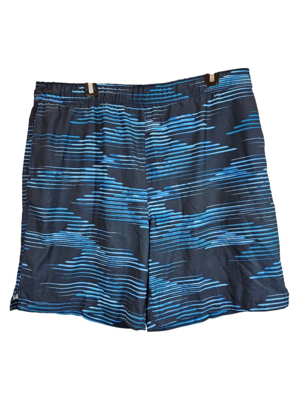 Speedo Mens XL Swim Shorts Blue & Navy Striped Quick-Dry Polyester Blend